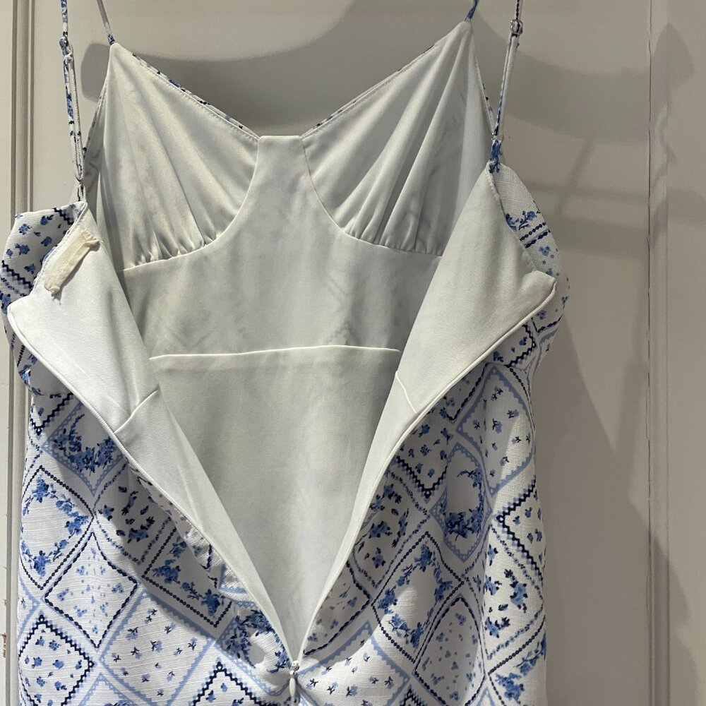 Altar'd State Blue Floral Mini Dress Size Small Spaghetti Straps - Picture 7 of 11